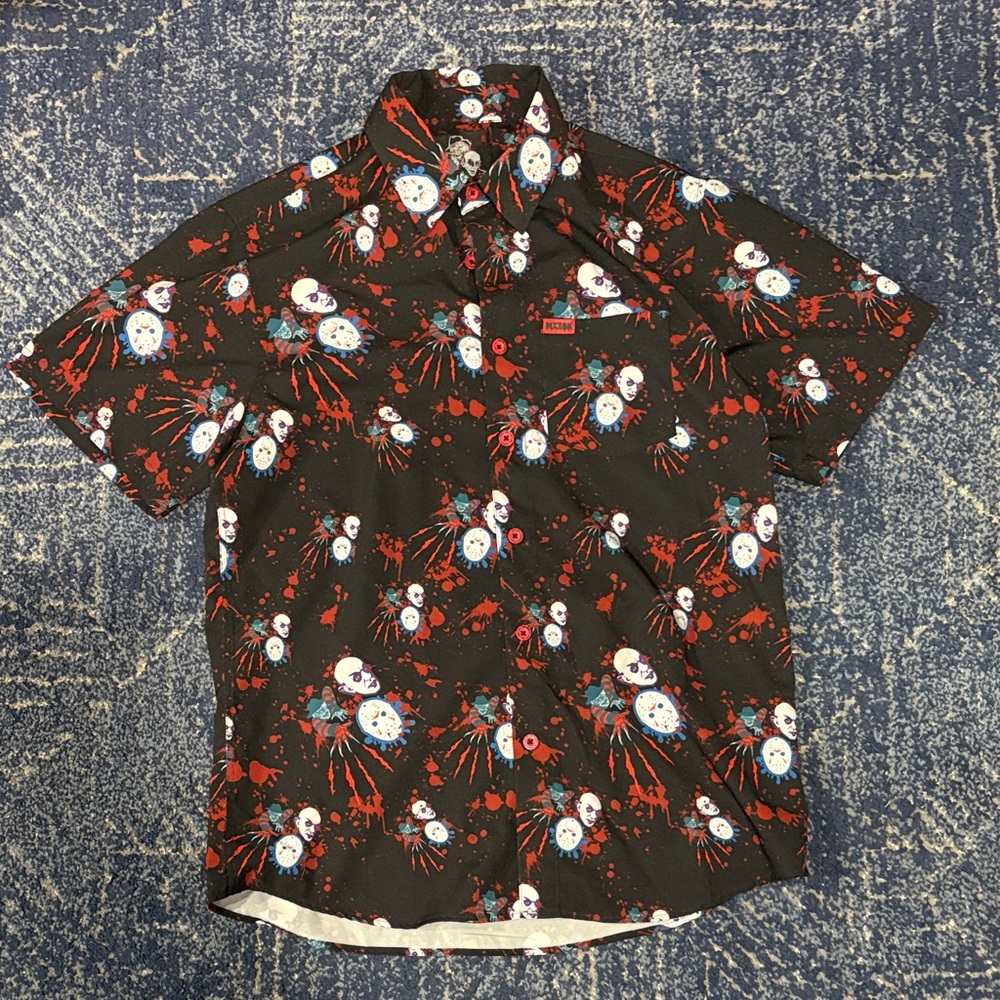 DIXXON Black and Red Graphic Button Down Shirt